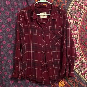 4/$30 Maroon and Black Button Up Flannel